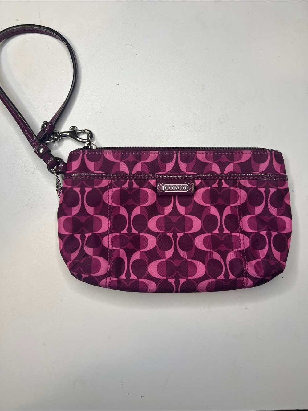 Coach Pink Signature Print Wristlet